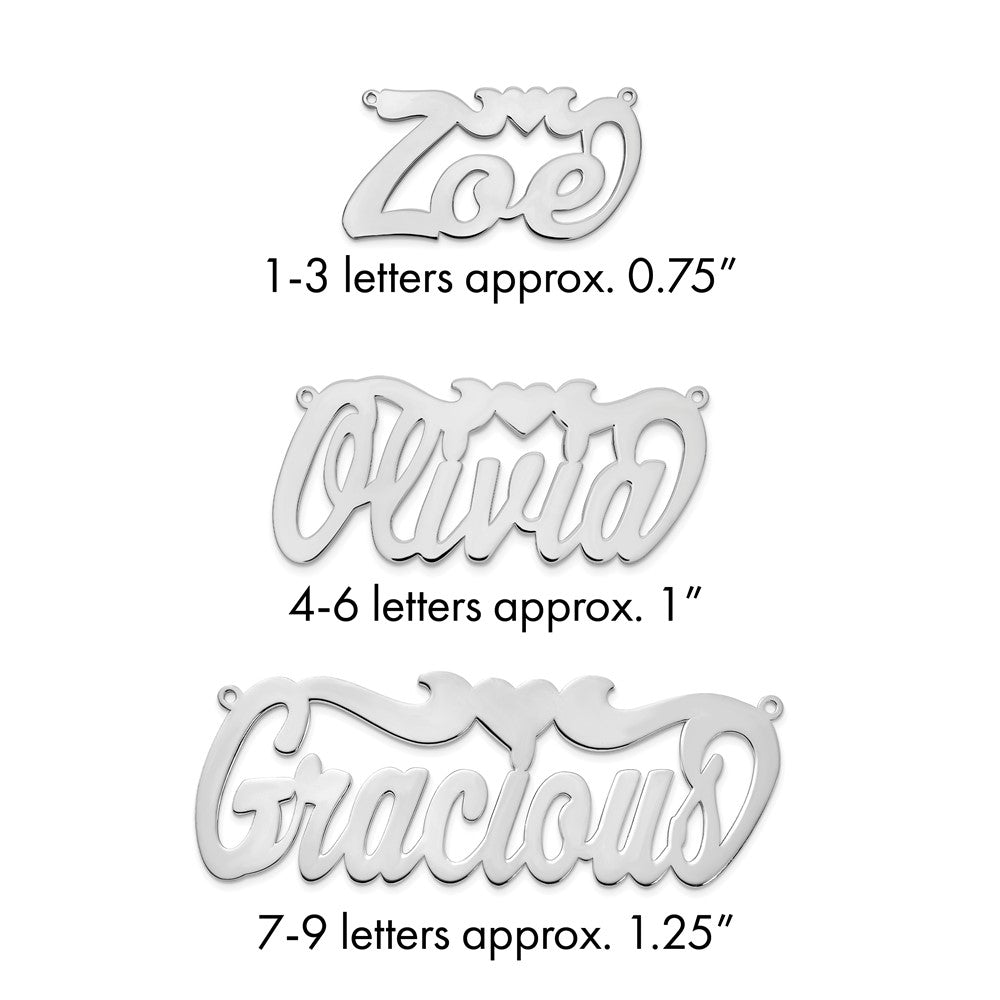 Sterling Silver/Rhodium-plated Polished Heart Name Plate