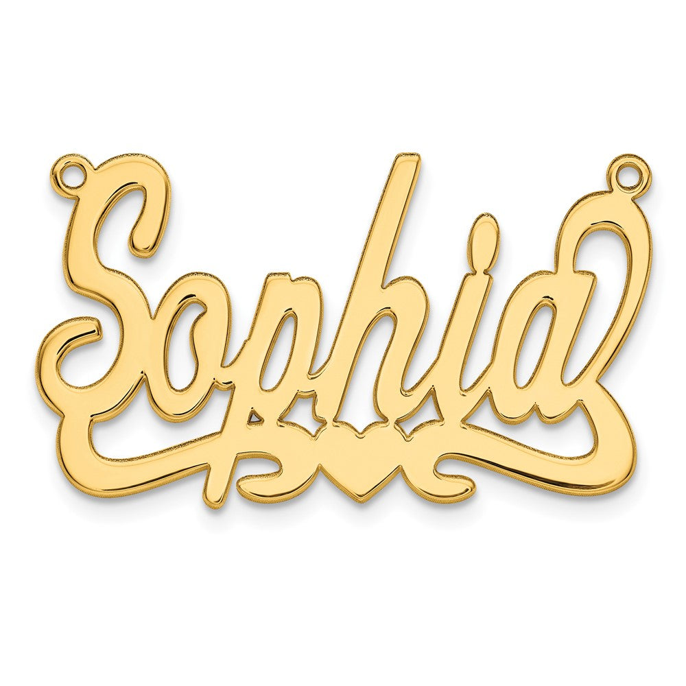 14k Yellow Gold Heart Name Plate