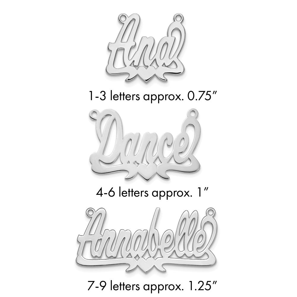Sterling Silver/Rhodium-plated Polished Heart Name Plate