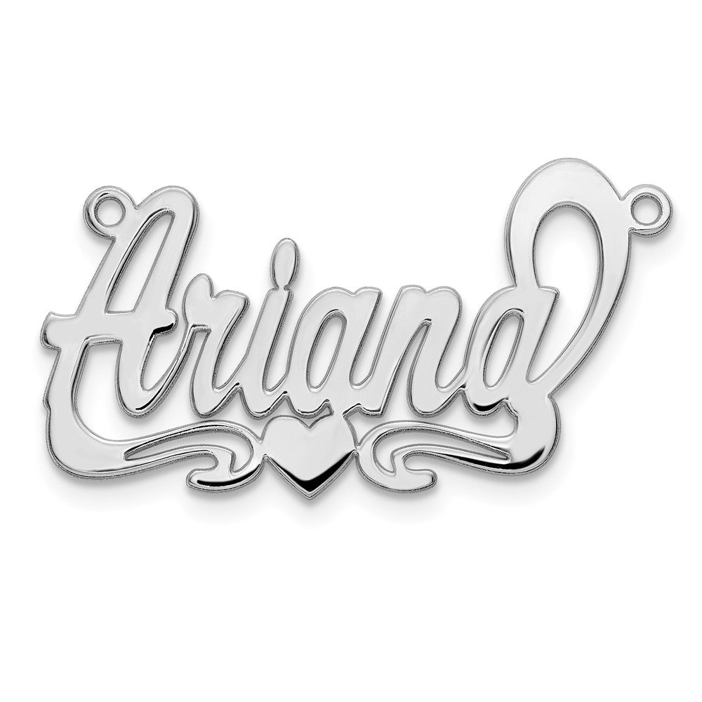 14k White Gold Polished Heart Name Plate