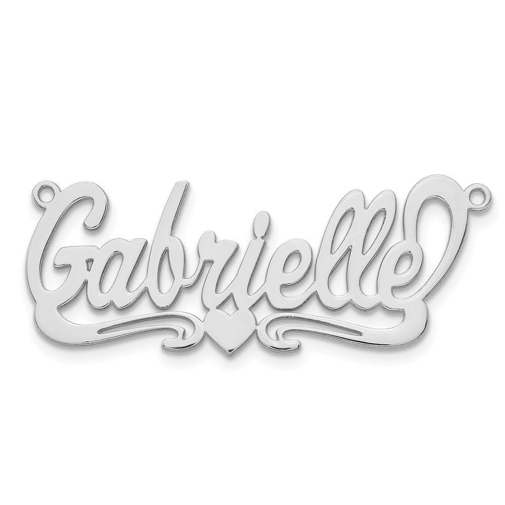 sterling Silver/Rhodium-plated Polished Heart Name Plate