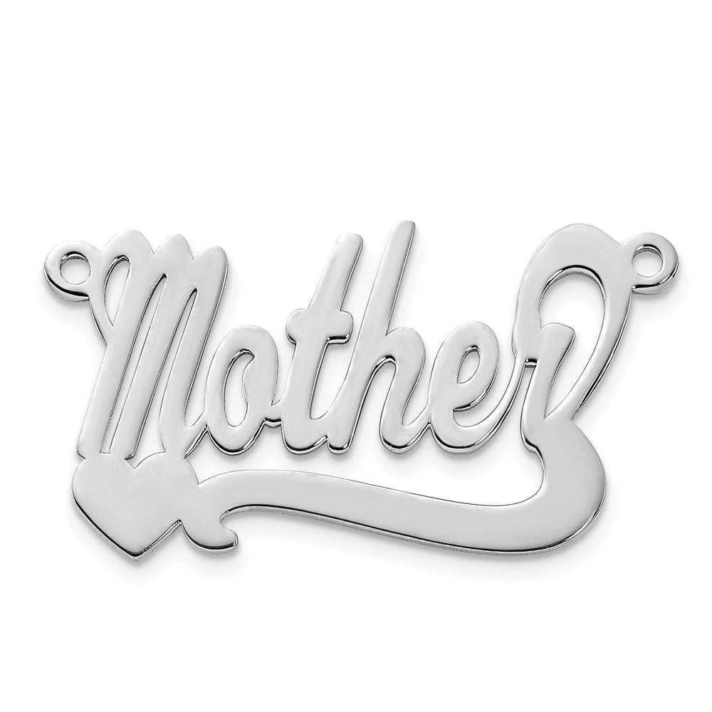 Sterling Silver/Rhodium-plated Polished Heart Name Plate