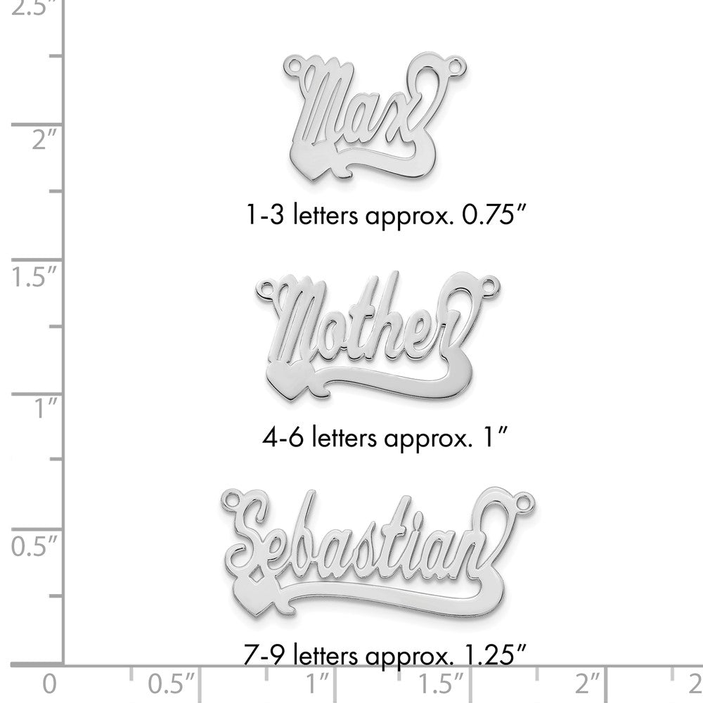 Sterling Silver/Rhodium-plated Polished Heart Name Plate
