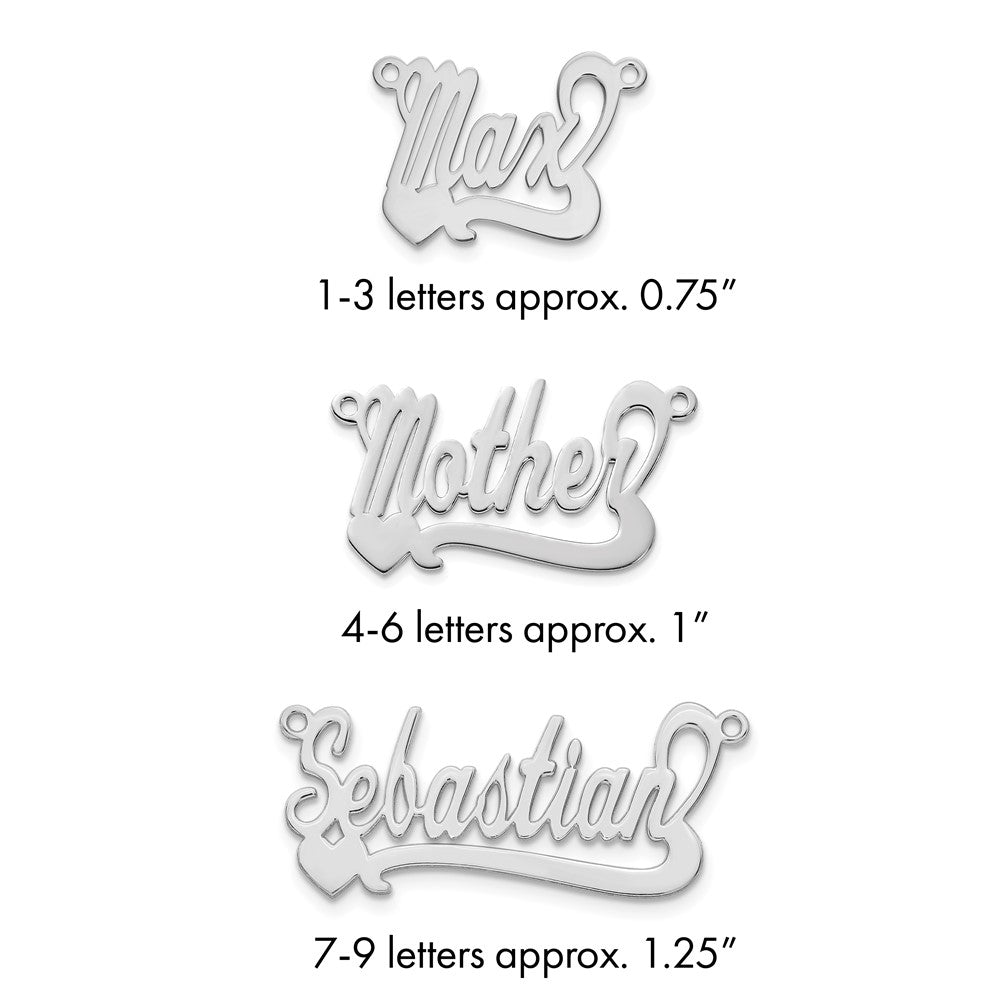 Sterling Silver/Rhodium-plated Polished Heart Name Plate