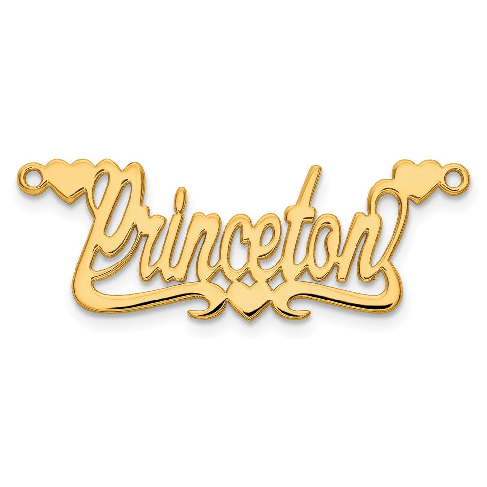 14k Yellow Gold Polished Hearts Name Plate