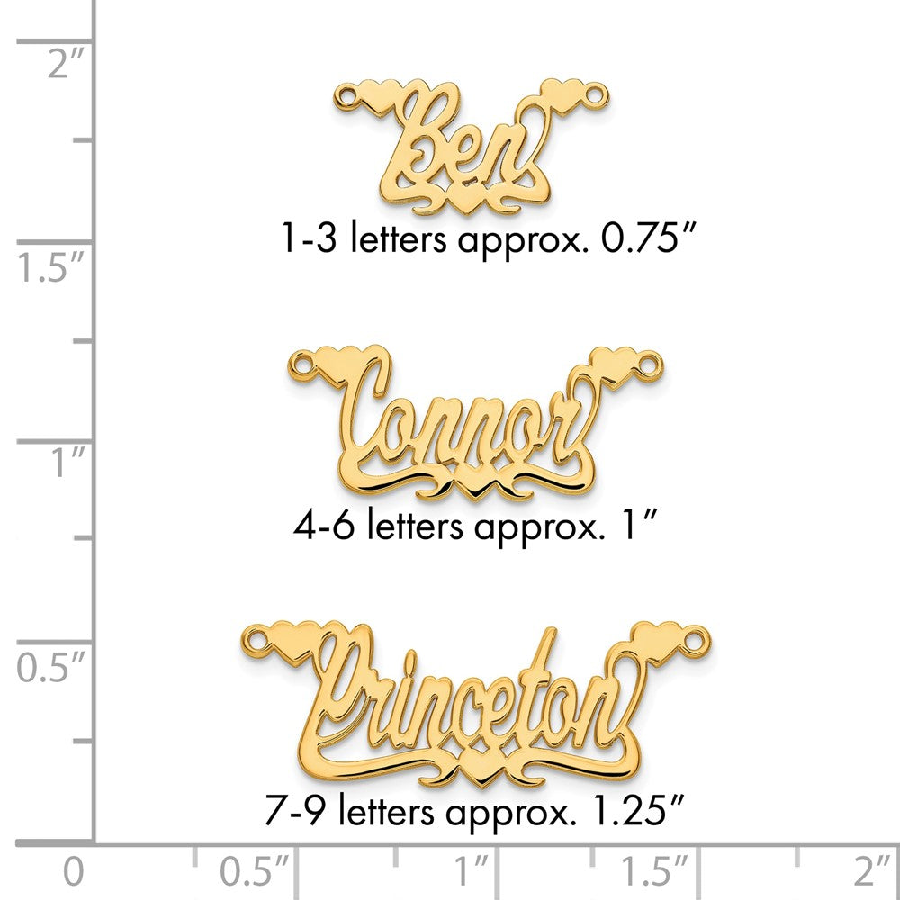 14k Yellow Gold Polished Hearts Name Plate