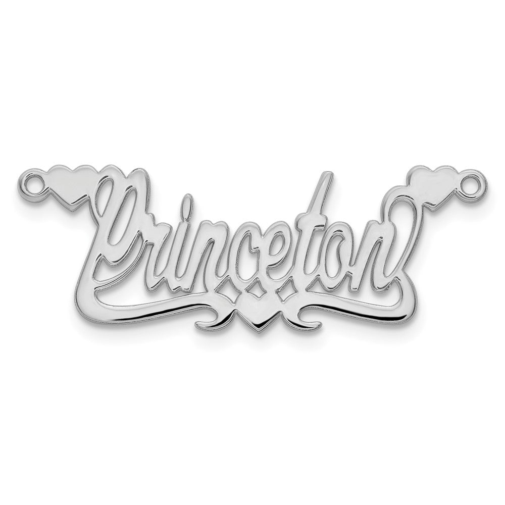 14k White Gold Polished Hearts Name Plate