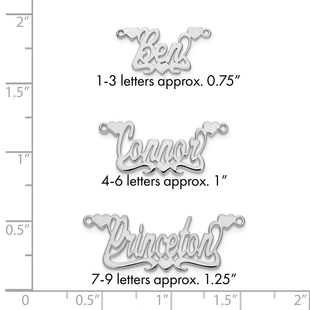 14k White Gold Polished Hearts Name Plate