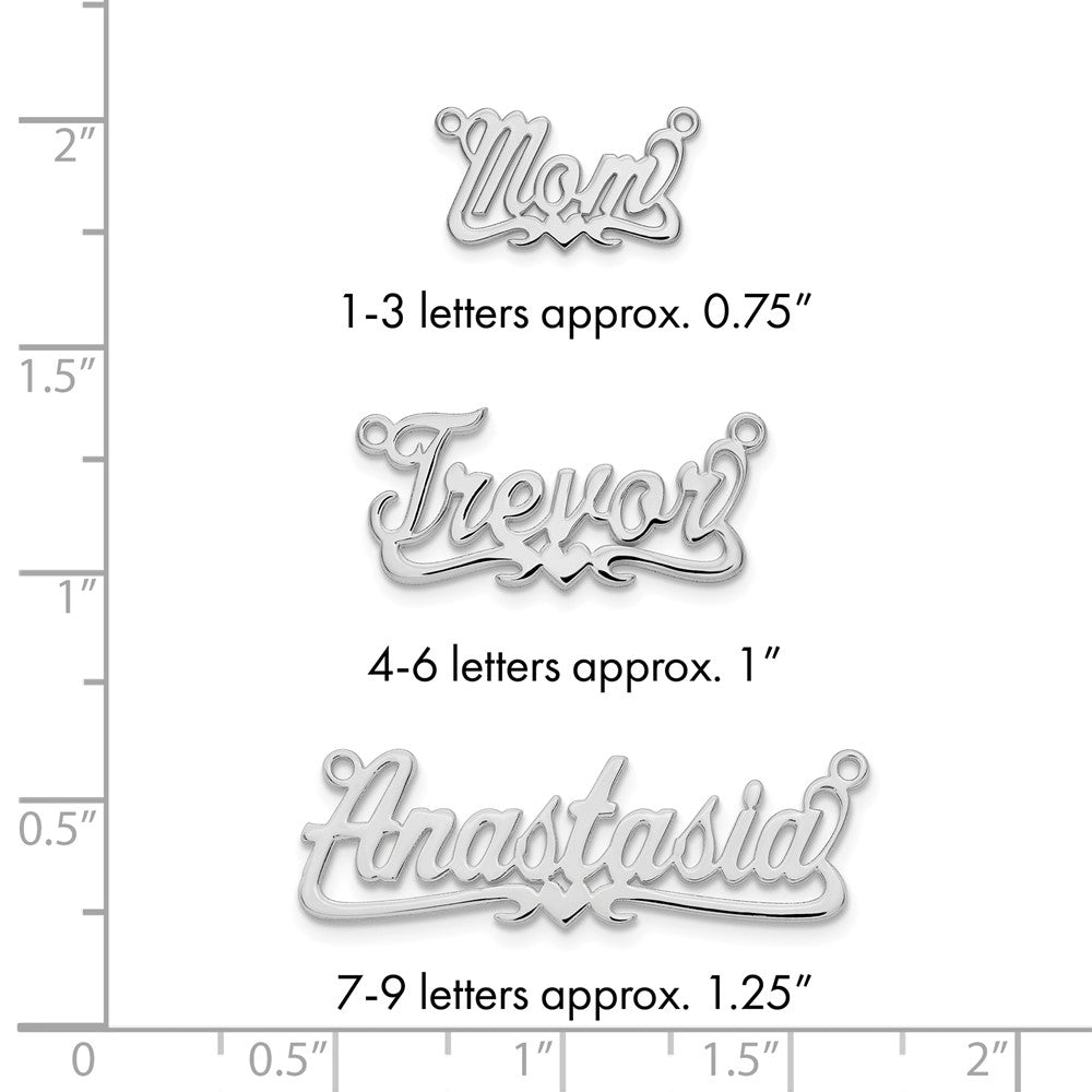 Sterling Silver/Rhodium-plated Polished Heart Name Plate