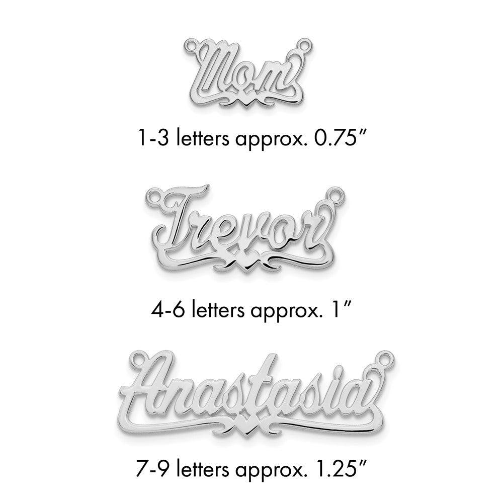 Sterling Silver/Rhodium-plated Polished Heart Name Plate