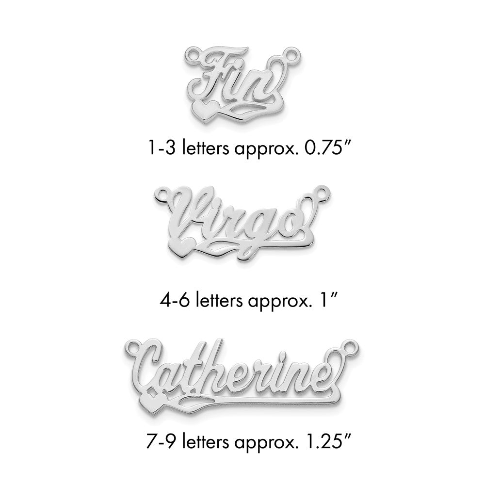 Sterling Silver/Rhodium-plated Polished Heart Name Plate