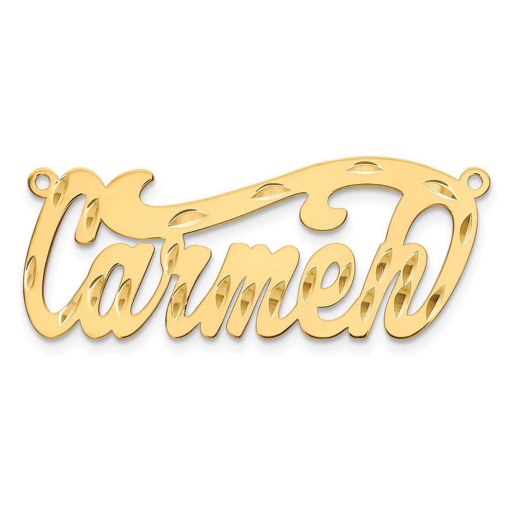 14k Yellow Gold Diamond-cut Name Plate