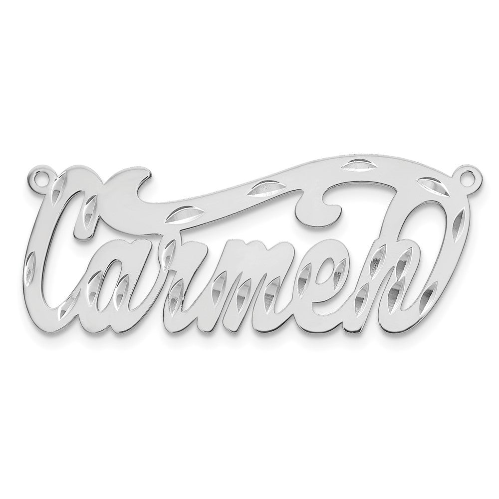 14k White Gold Diamond-cut Name Plate