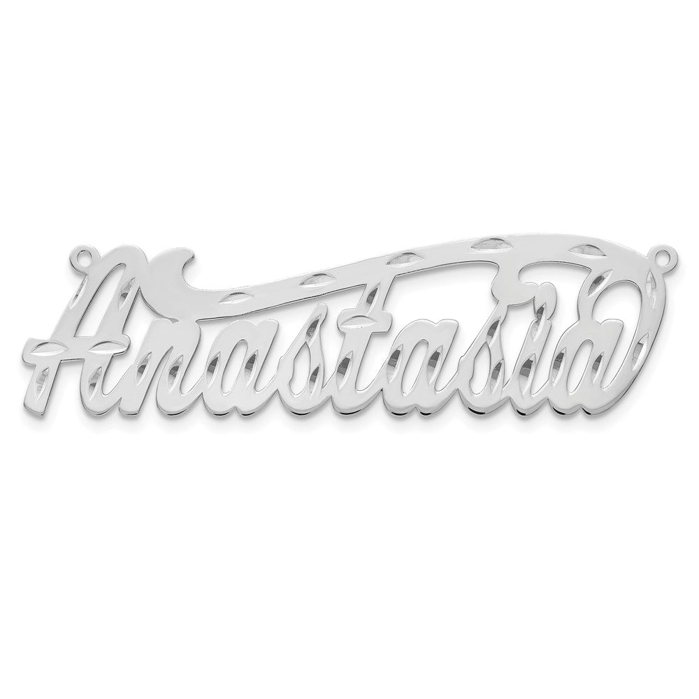 10k White Gold Diamond-cut Name Plate