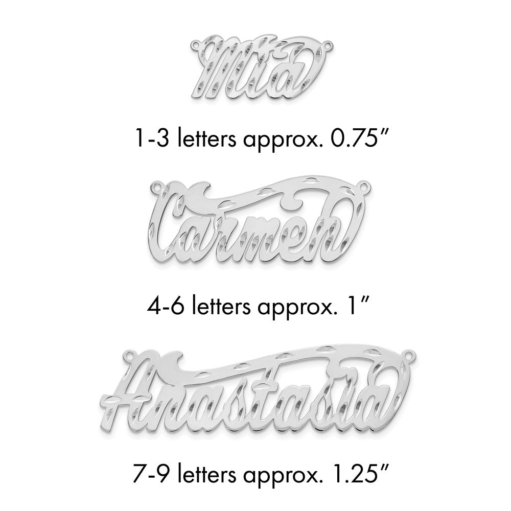 14k White Gold Diamond-cut Name Plate