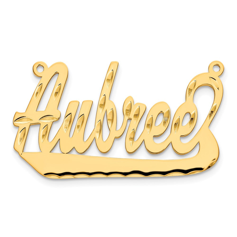 14k Yellow Gold Diamond-cut Underlined Name Plate