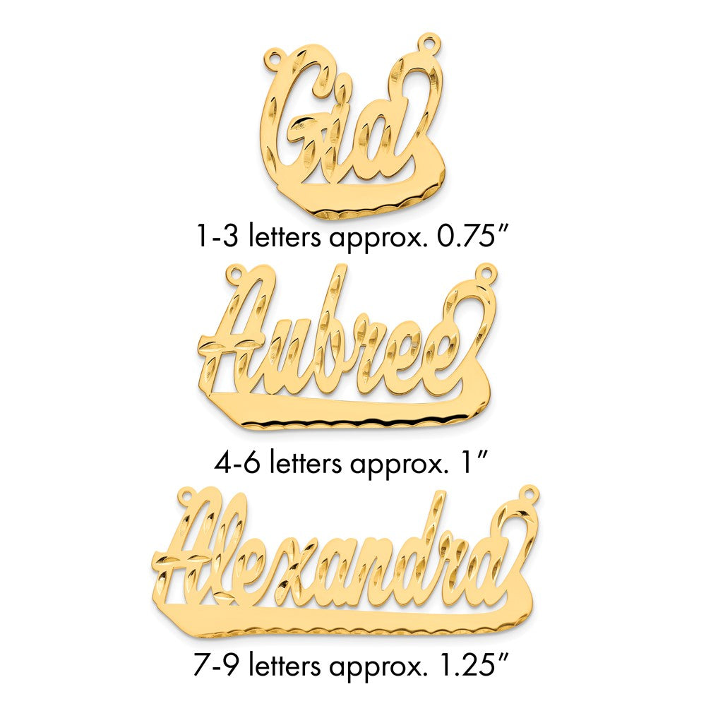 14k Yellow Gold Diamond-cut Underlined Name Plate