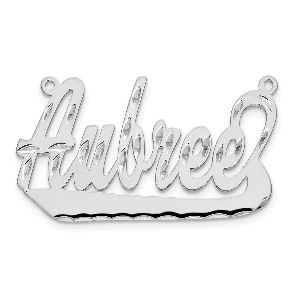 14k White Gold Diamond-cut Underlined Name Plate