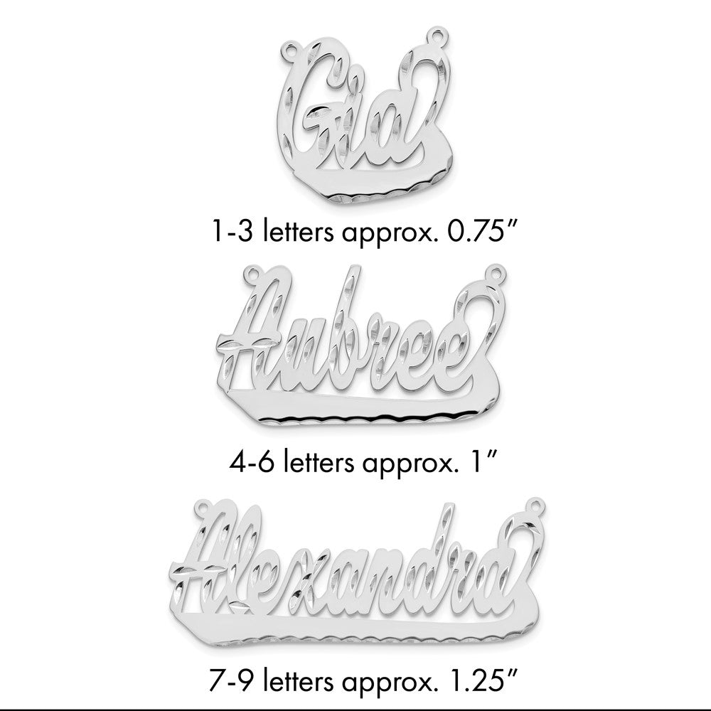 14k White Gold Diamond-cut Underlined Name Plate
