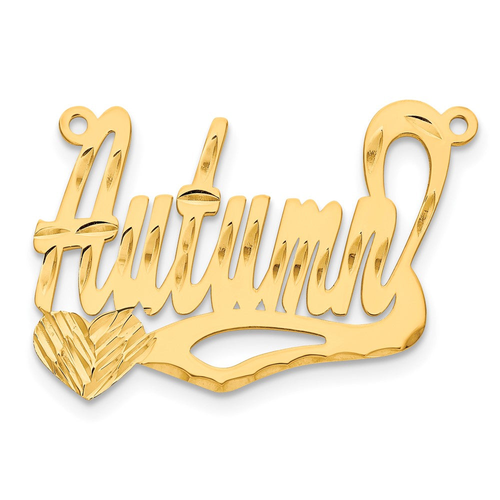 14k Yellow Gold Diamond-cut Heart Name Plate