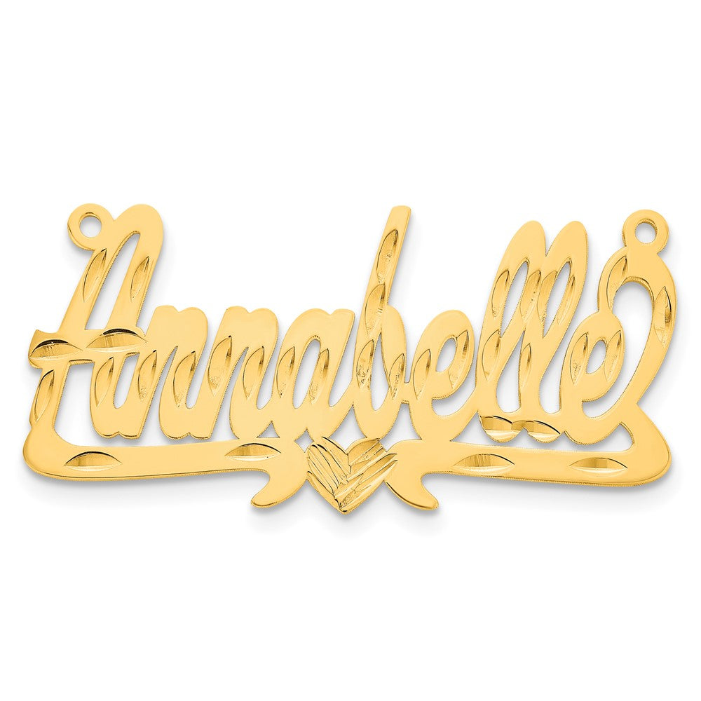 14k Yellow Gold Diamond-cut Heart Name Plate