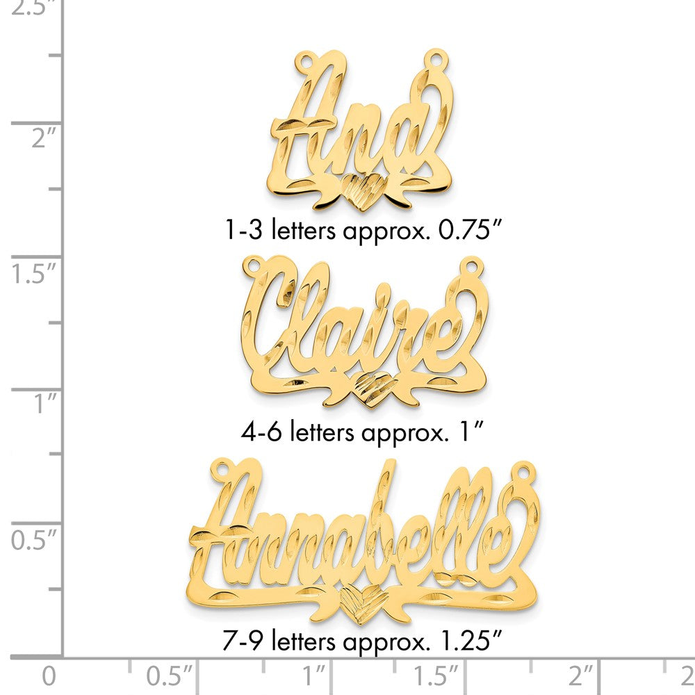 14k Yellow Gold Diamond-cut Heart Name Plate