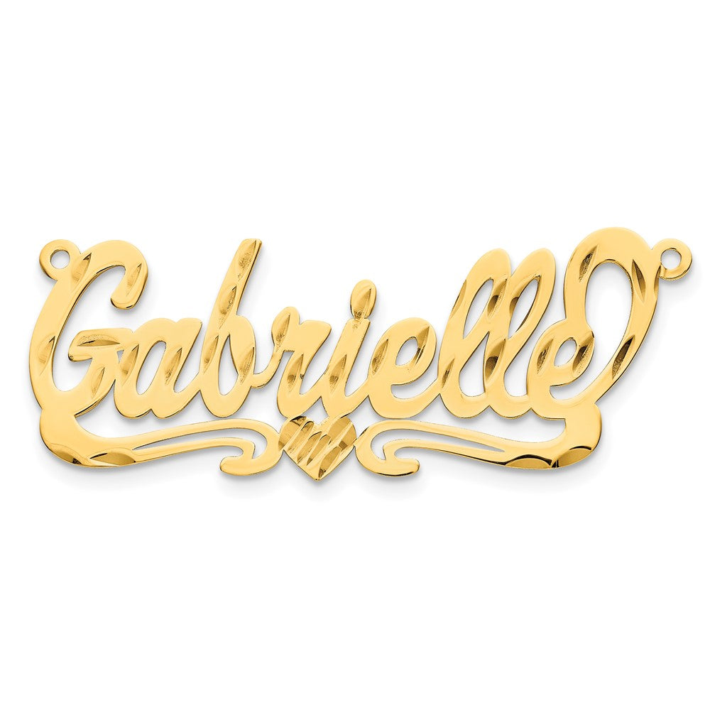 14k Yellow Gold Diamond-cut Heart Name Plate