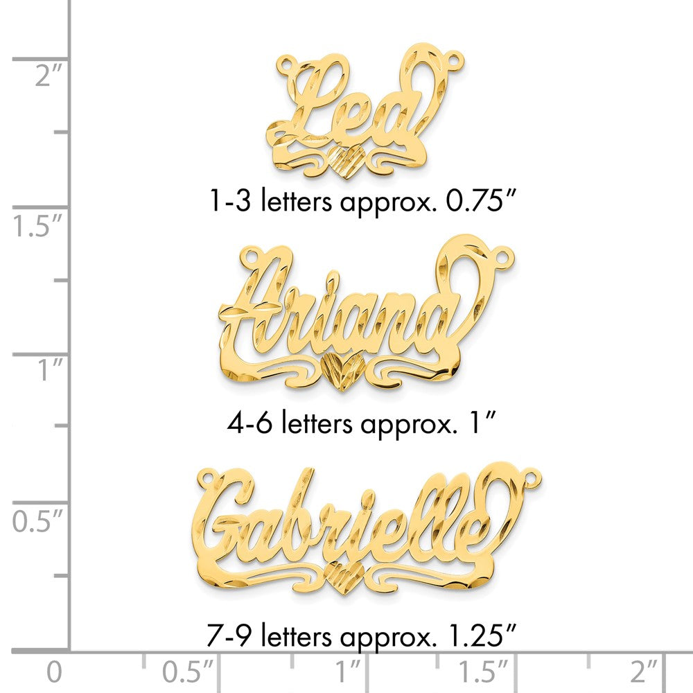 14k Yellow Gold Diamond-cut Heart Name Plate