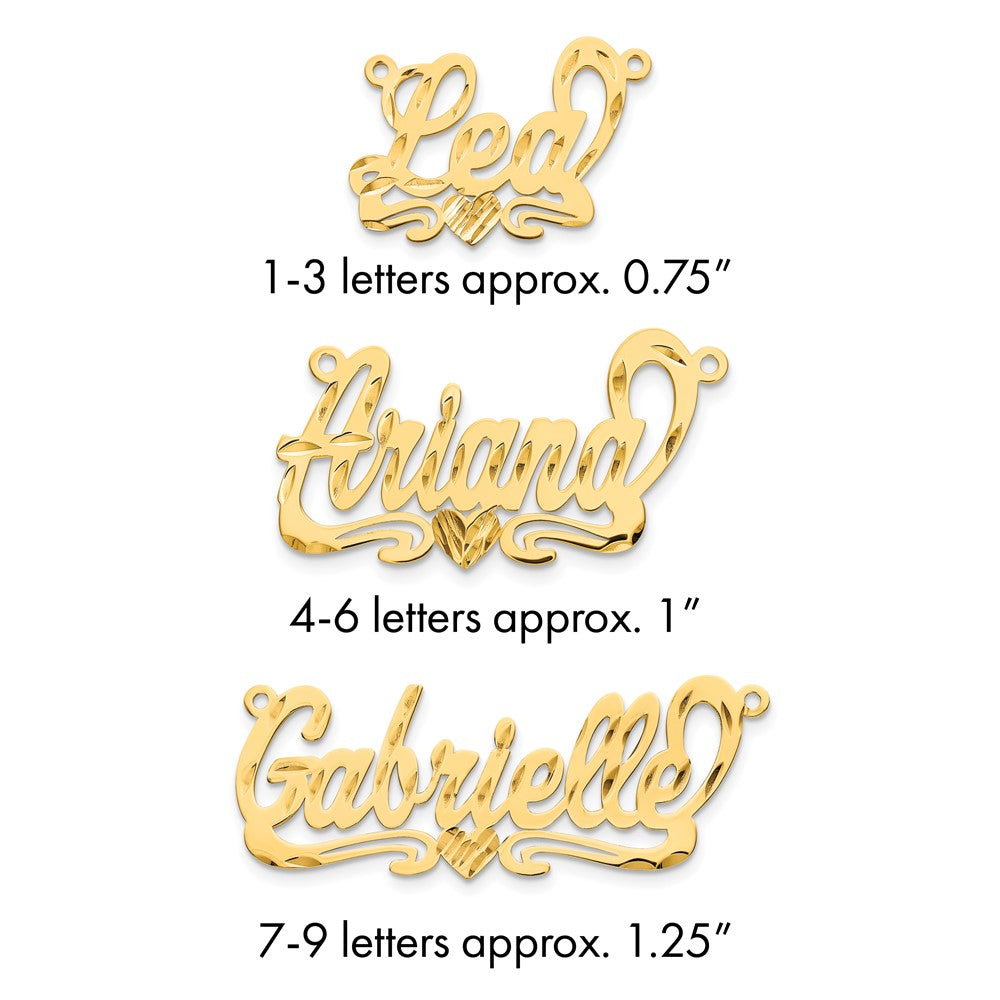 14k Yellow Gold Diamond-cut Heart Name Plate