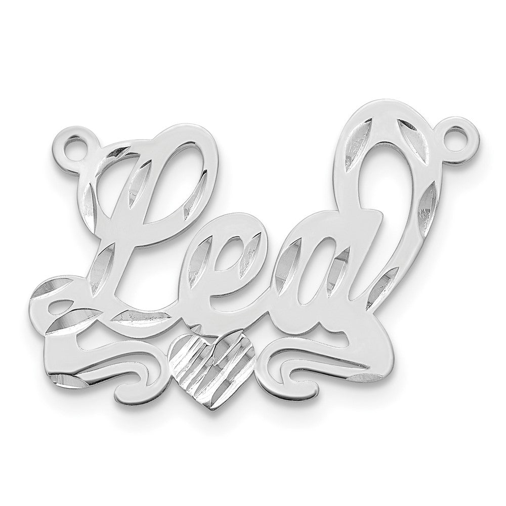 Sterling Silver/Rhodium-plated Diamond-cut Heart Name Plate