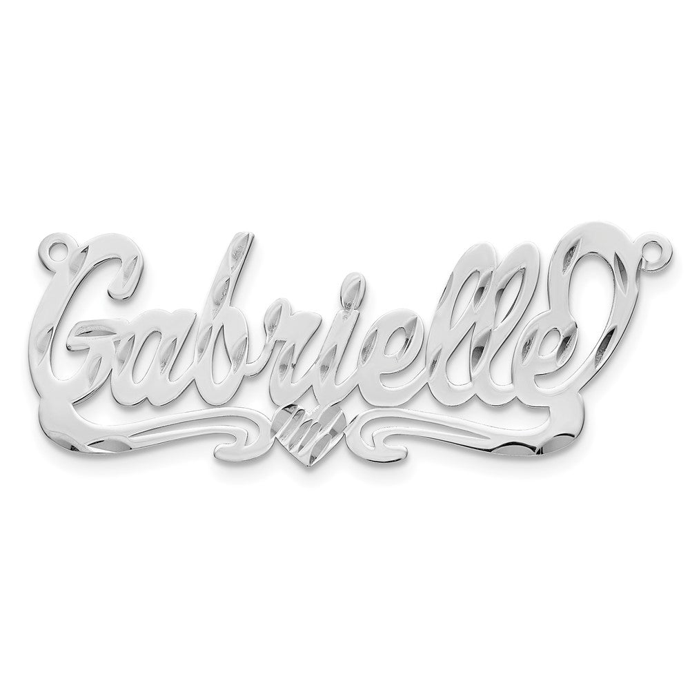 14k White Gold Diamond-cut Heart Name Plate
