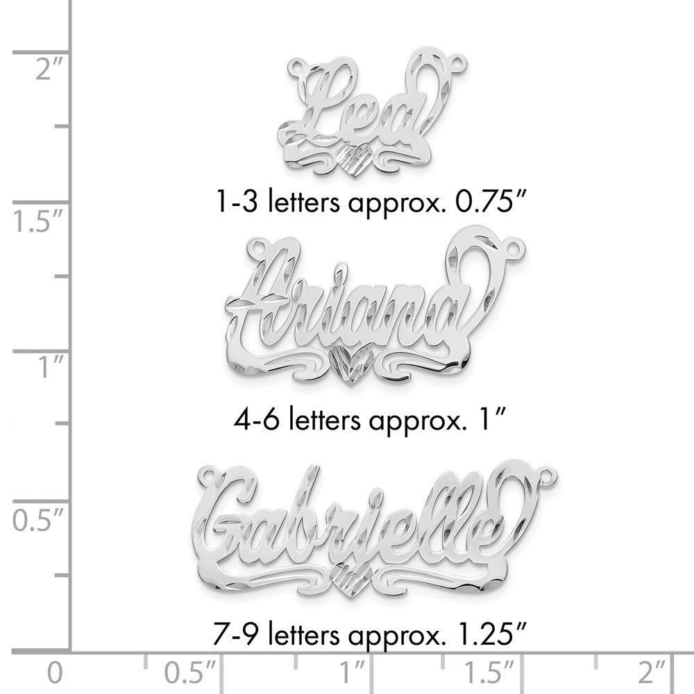 14k White Gold Diamond-cut Heart Name Plate