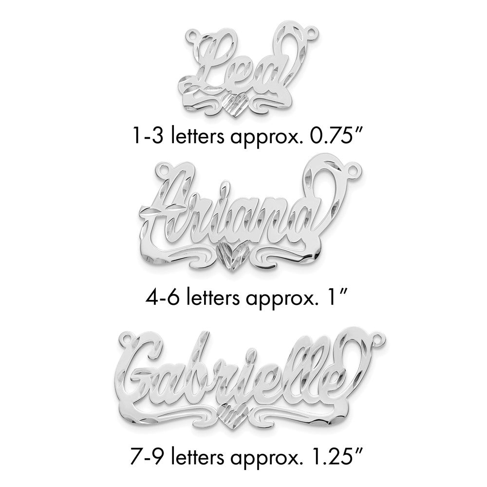14k White Gold Diamond-cut Heart Name Plate