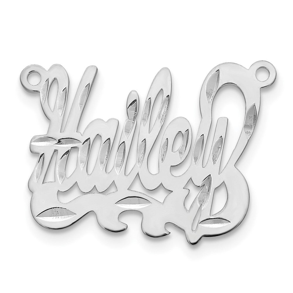 14k White Gold Diamond-cut Name Plate