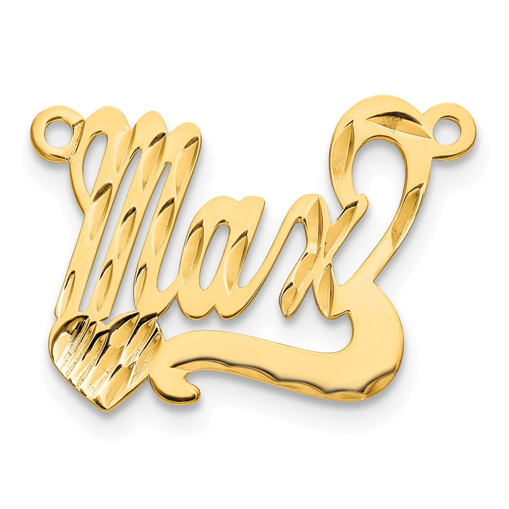 14k  Yellow Gold Diamond-cut Heart Name Plate
