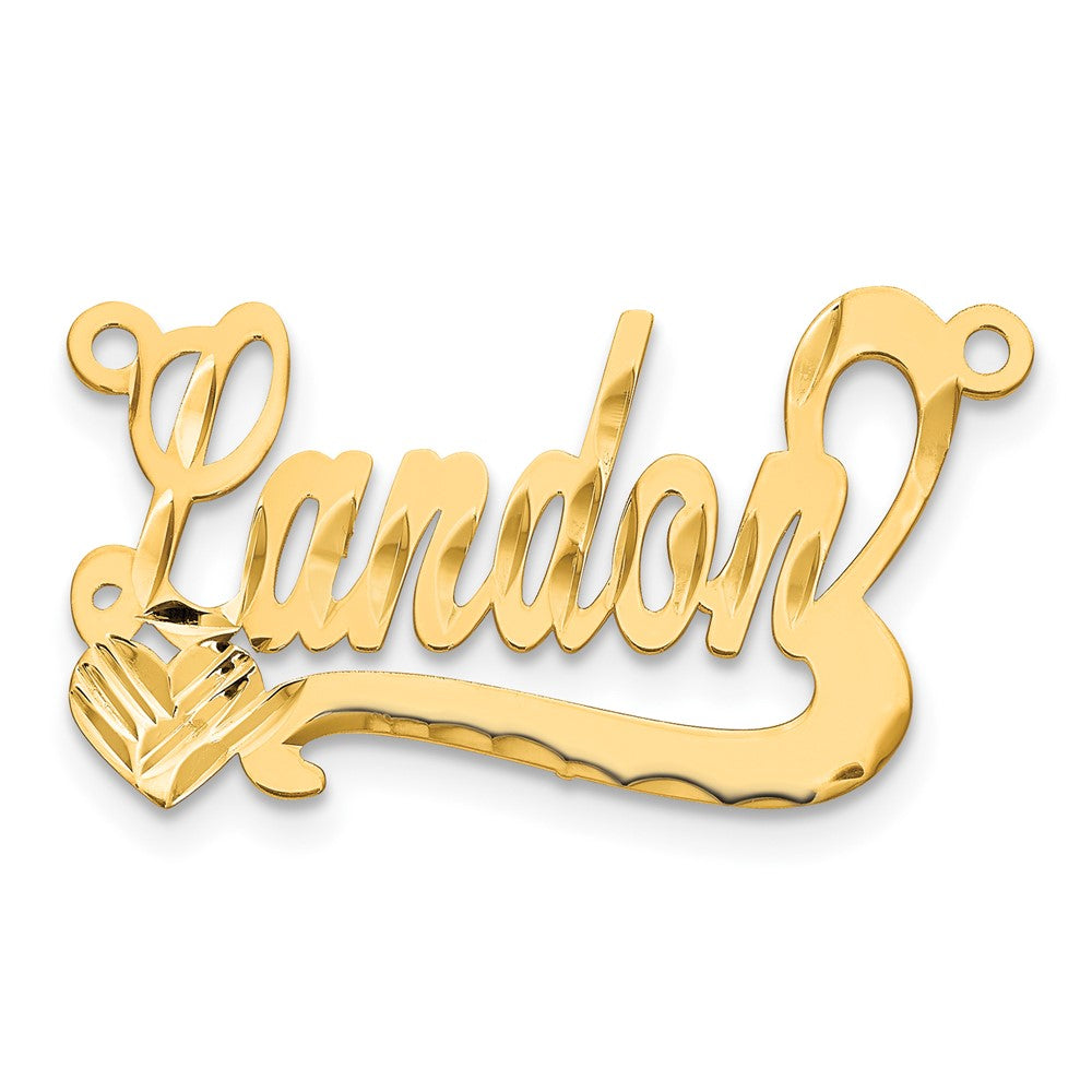 14k  Yellow Gold Diamond-cut Heart Name Plate