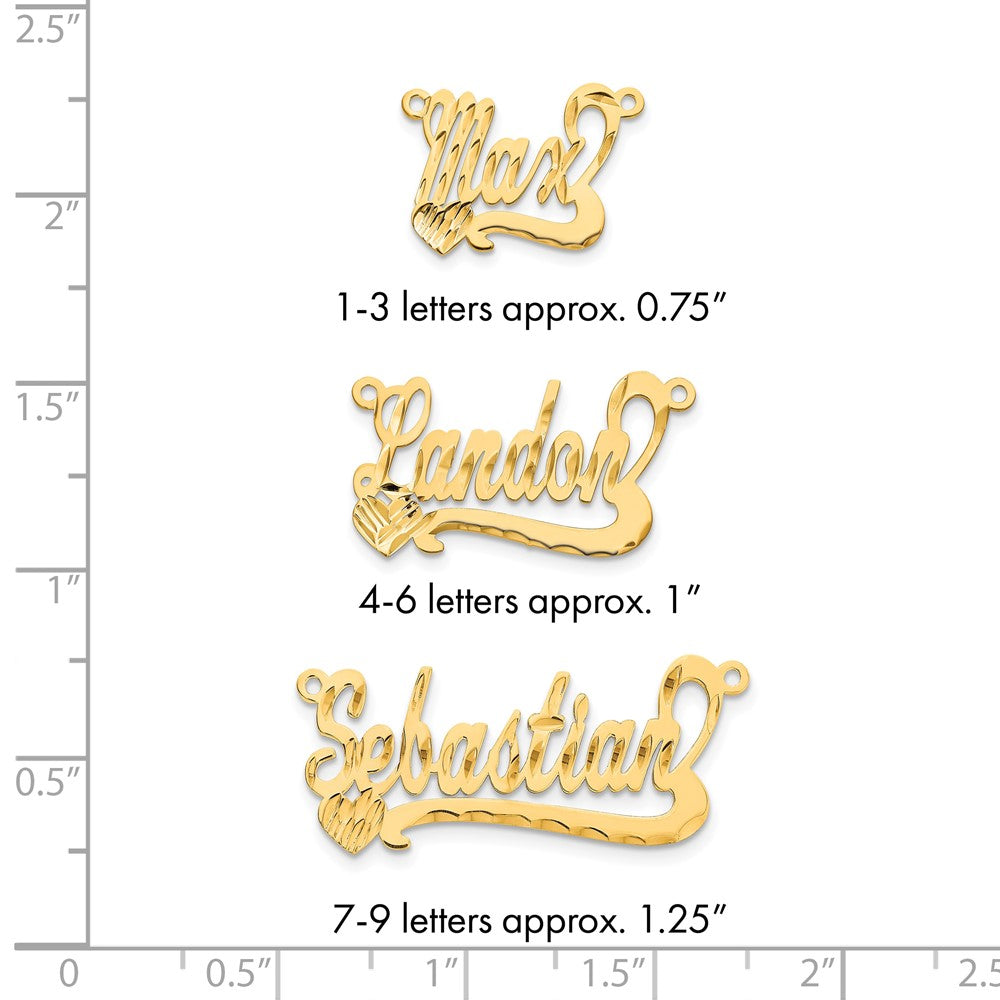 14k  Yellow Gold Diamond-cut Heart Name Plate