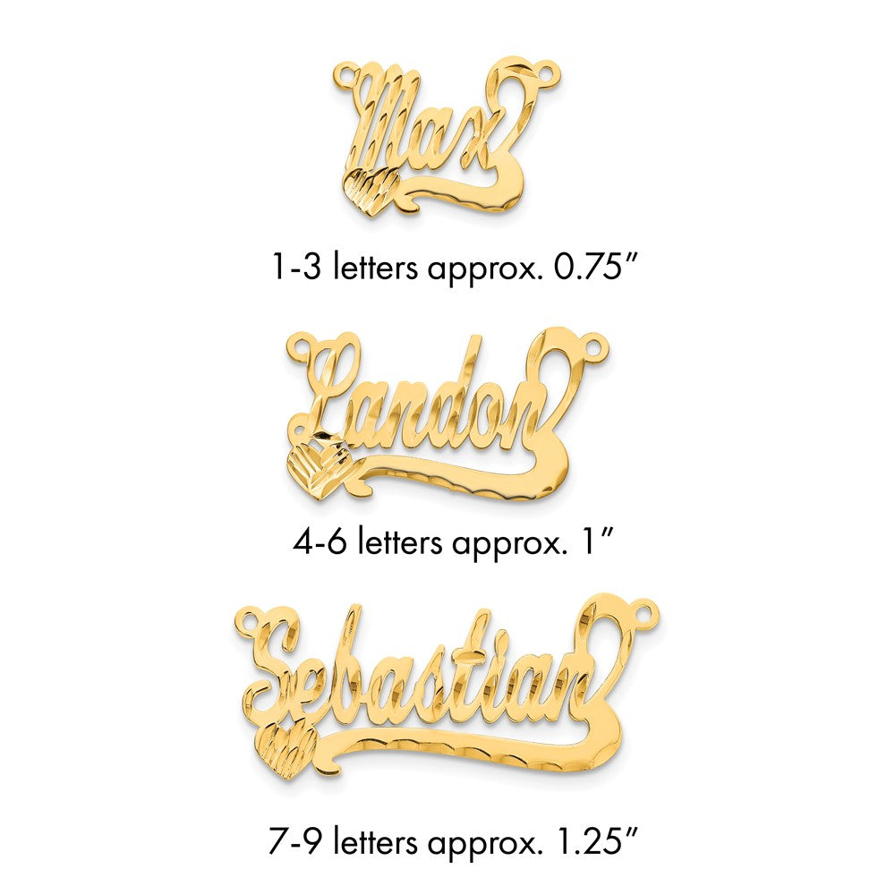 14k  Yellow Gold Diamond-cut Heart Name Plate