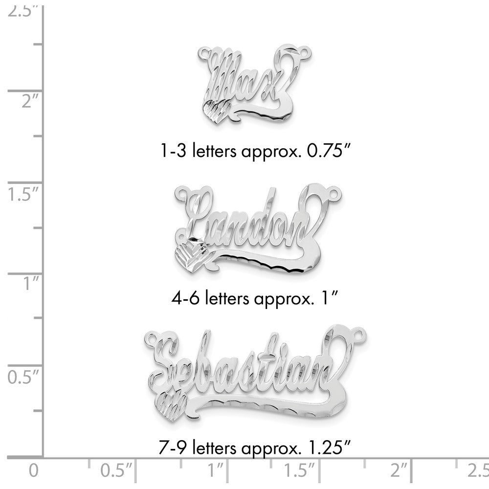 Sterling Silver/Rhodium-plated Diamond-cut Heart Name Plate