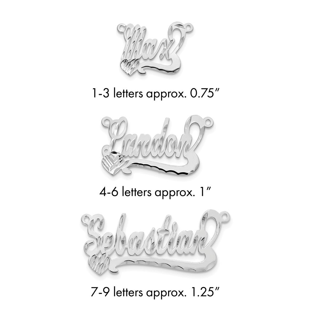 10k White Gold Diamond-cut Heart Name Plate