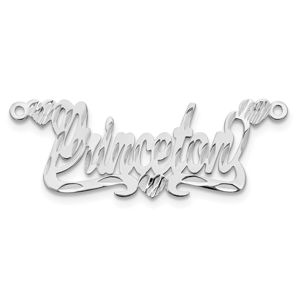 14k White Gold Diamond-cut Hearts Name Plate