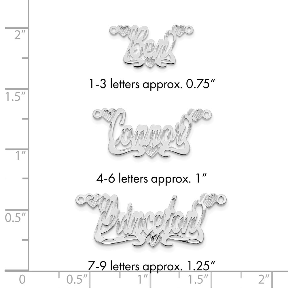 14k White Gold Diamond-cut Hearts Name Plate