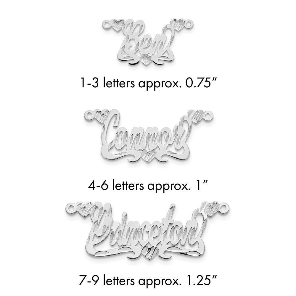 14k White Gold Diamond-cut Hearts Name Plate