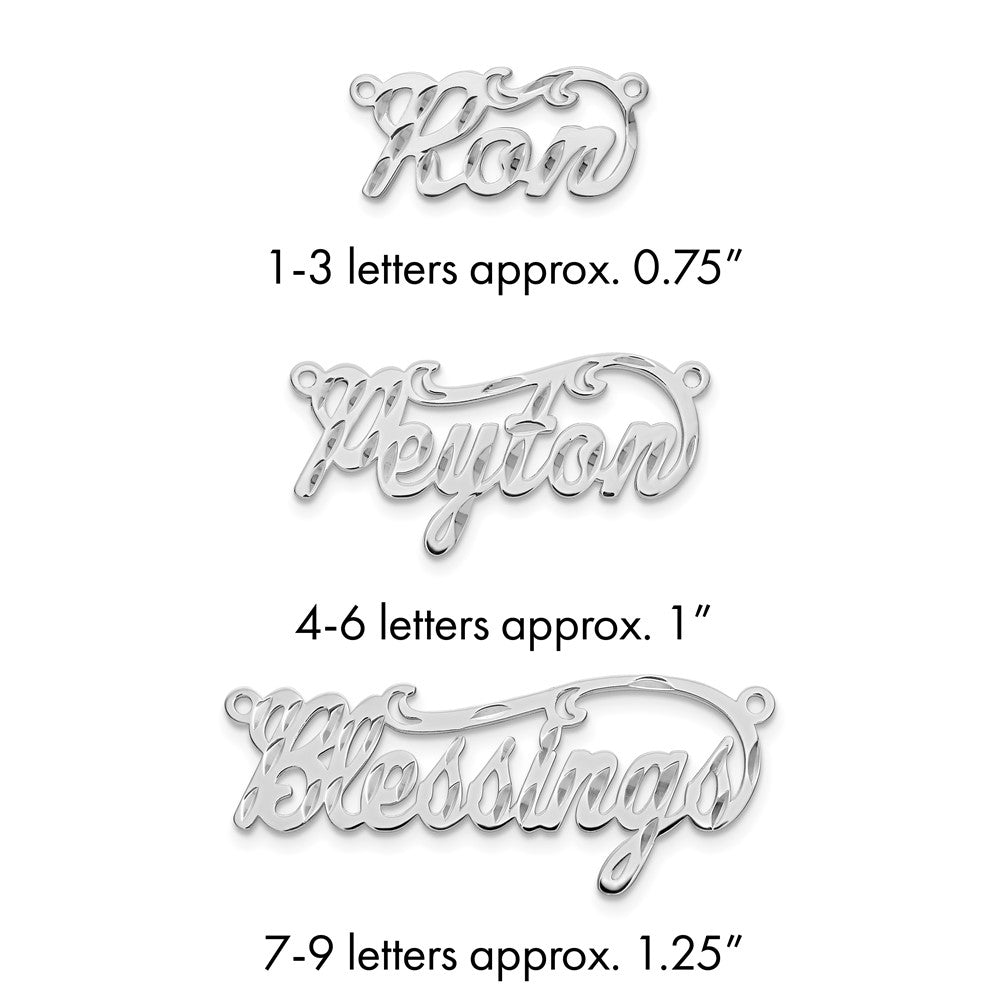 10k White Gold Diamond-cut Name Plate