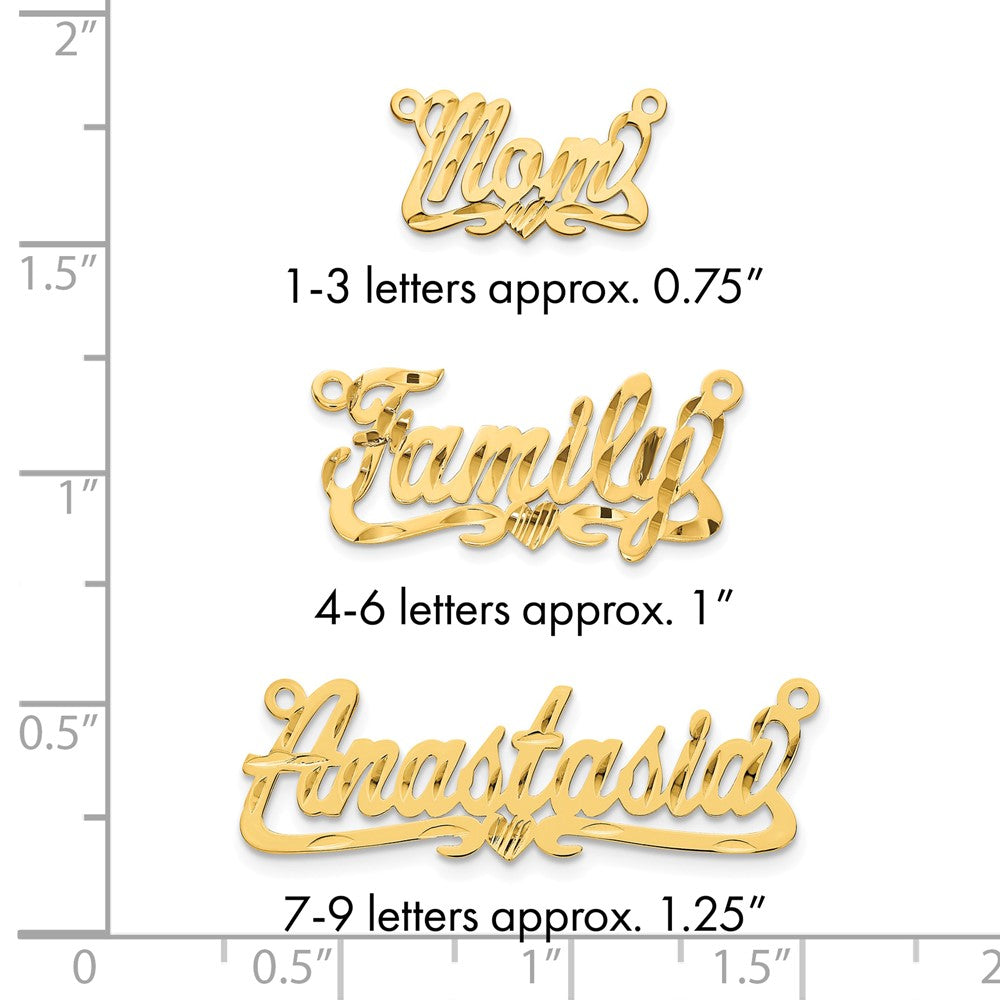 14k Yellow Gold Diamond-cut Heart Name Plate