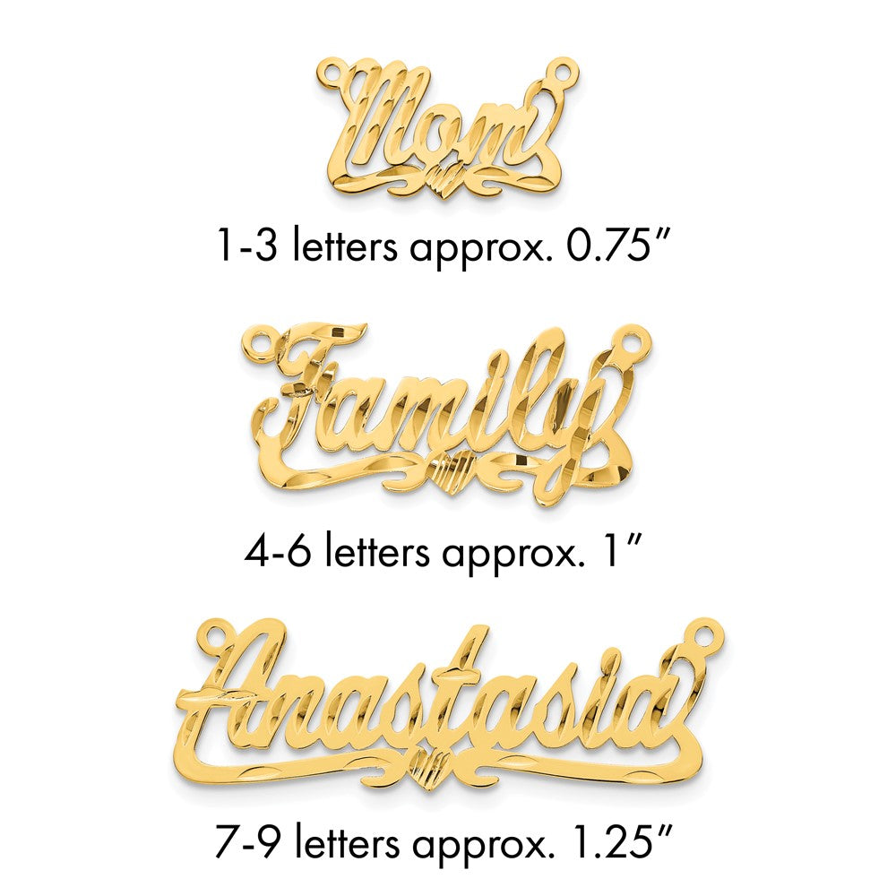 14k Yellow Gold Diamond-cut Heart Name Plate