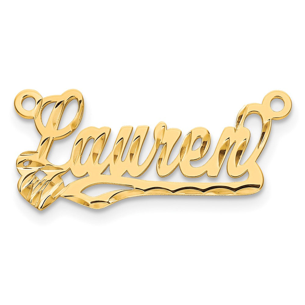 14k Yellow Gold Diamond-cut Heart Name Plate