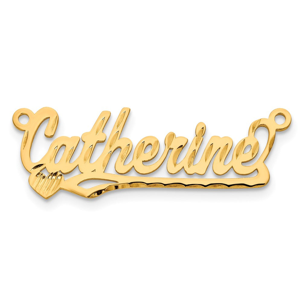 14k Yellow Gold Diamond-cut Heart Name Plate