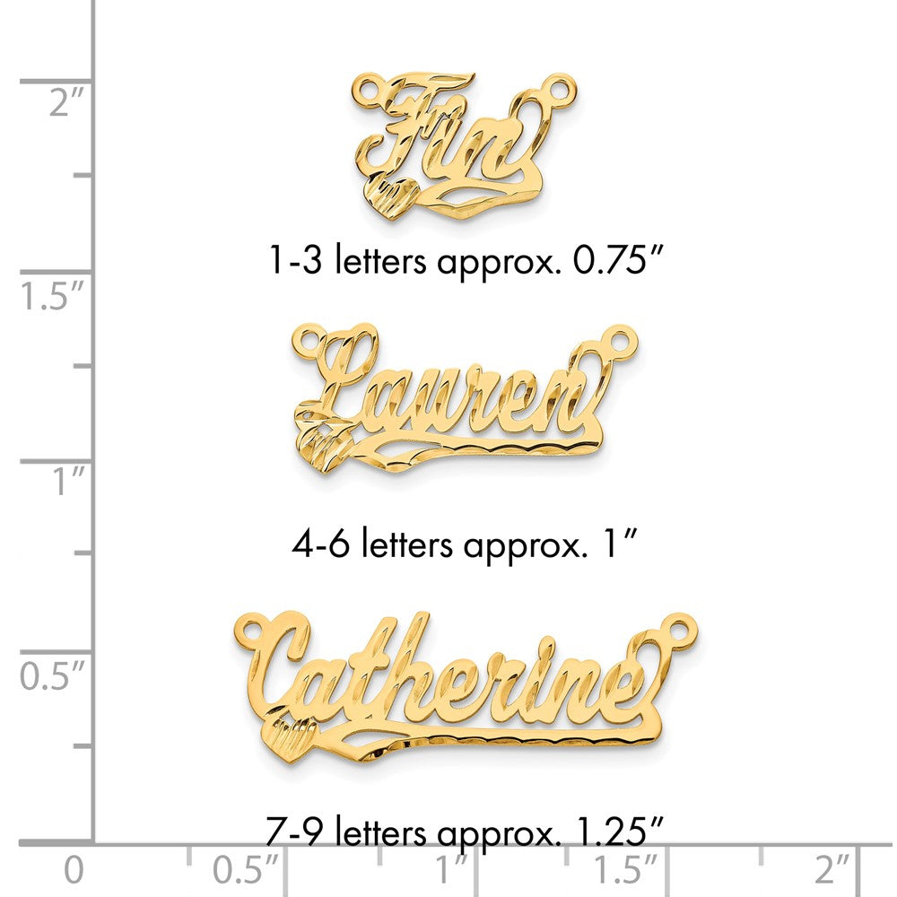 14k Yellow Gold Diamond-cut Heart Name Plate