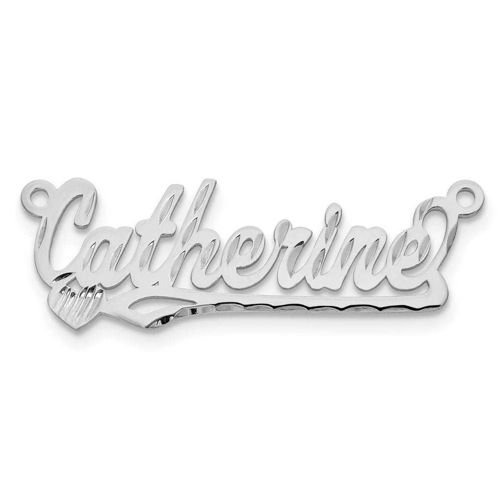 10k White Gold Diamond-cut Heart Name Plate
